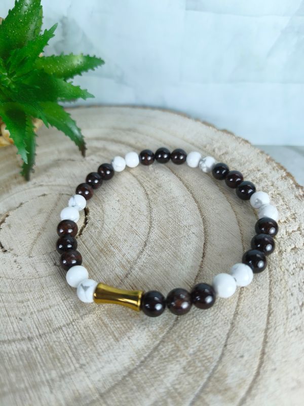 Bracelet "Sérénité et énergie" - Howlite et Grenat