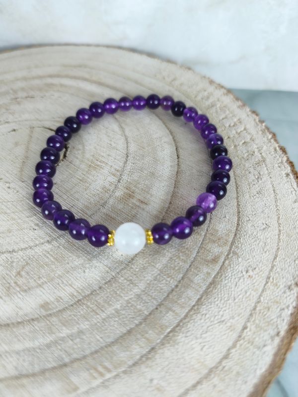 Bracelet Améthyste et Cristal de roche - Sérénité et Clarté d'esprit