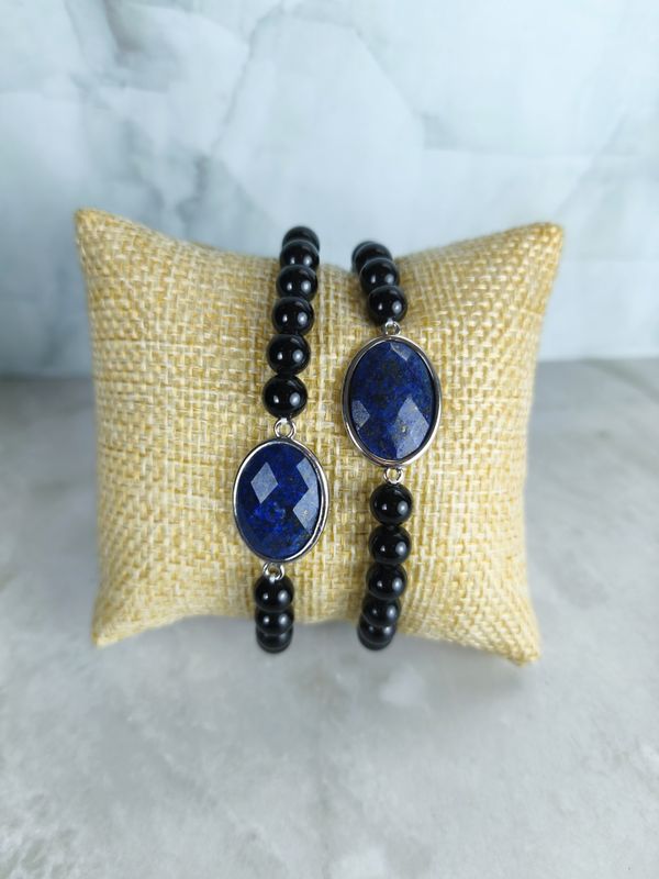 Bracelet Obsidienne Noire et Lapis-lazuli - Protection et sagesse