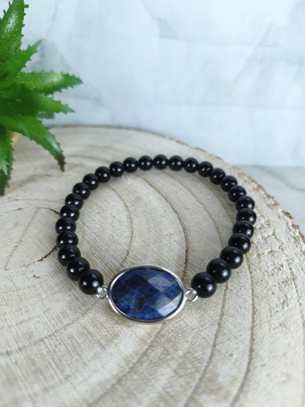 Bracelet Obsidienne Noire et Lapis-lazuli - Protection et sagesse