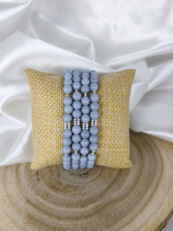 Bracelet Angélite 6mm - Douceur et connexion spirituelle