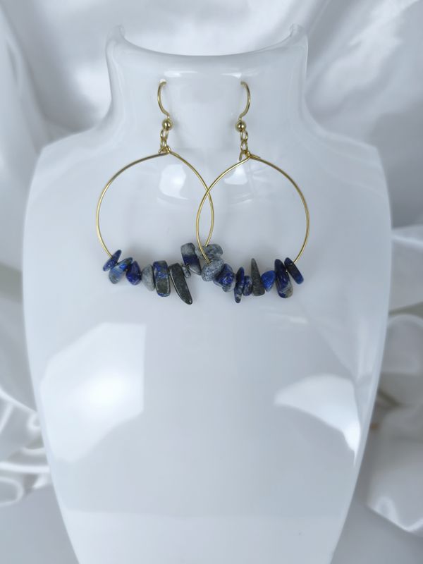 Boucles d’oreilles Lapis Lazuli - Acier inoxydable doré
