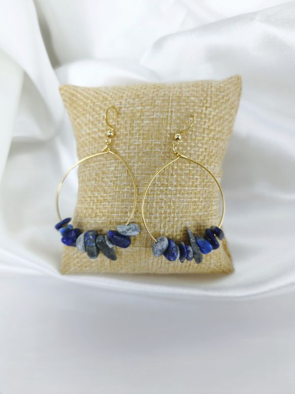 Boucles d’oreilles Lapis Lazuli - Acier inoxydable doré