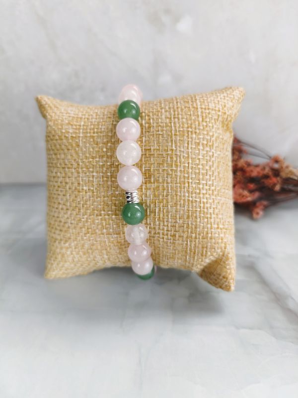 Bracelet Quartz Rose et Jade Vert - Sérénité et harmonie