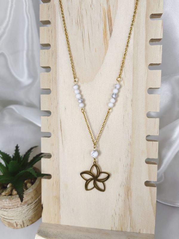 Collier Howlite - Acier inoxydable