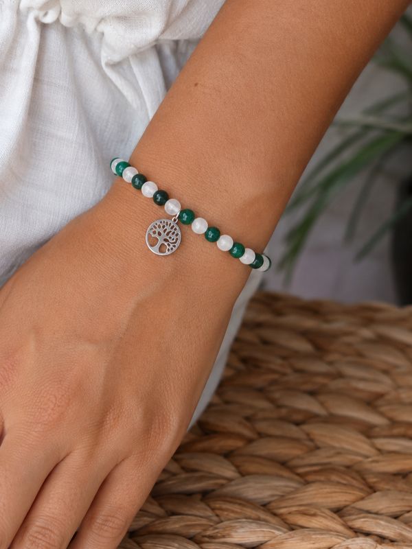 Bracelet Cristal de roche et Fuchsite - Harmonie et équilibre
