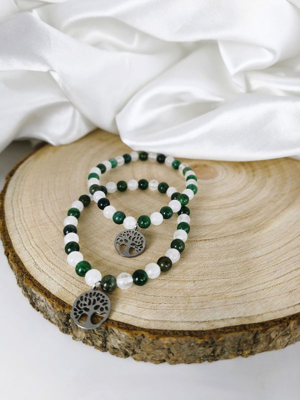 Bracelet Cristal de roche et Fuchsite - Harmonie et équilibre