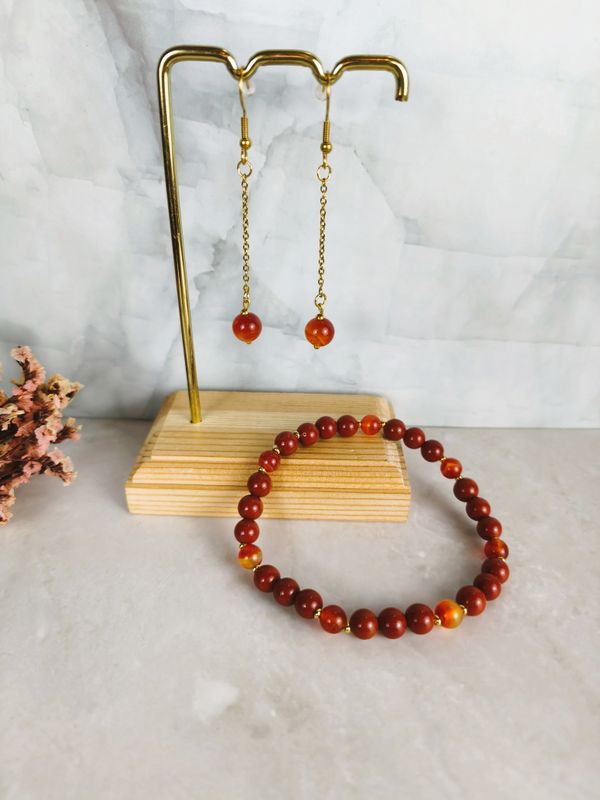 Parure Jaspe Rouge et Cornaline - Ancrage et dynamisme