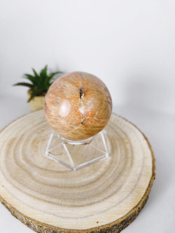 Sphère en Pierre de Lune orange - Intuition, Douceur