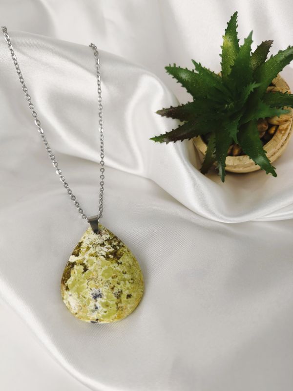 Collier et pendentif Opale Verte - Acier inoxydable