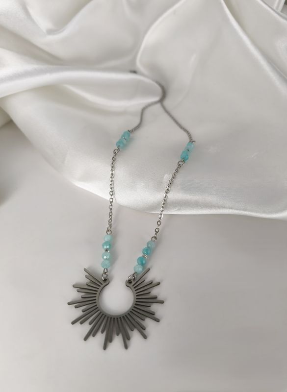 Collier Soleil en Amazonite - Acier inoxydable