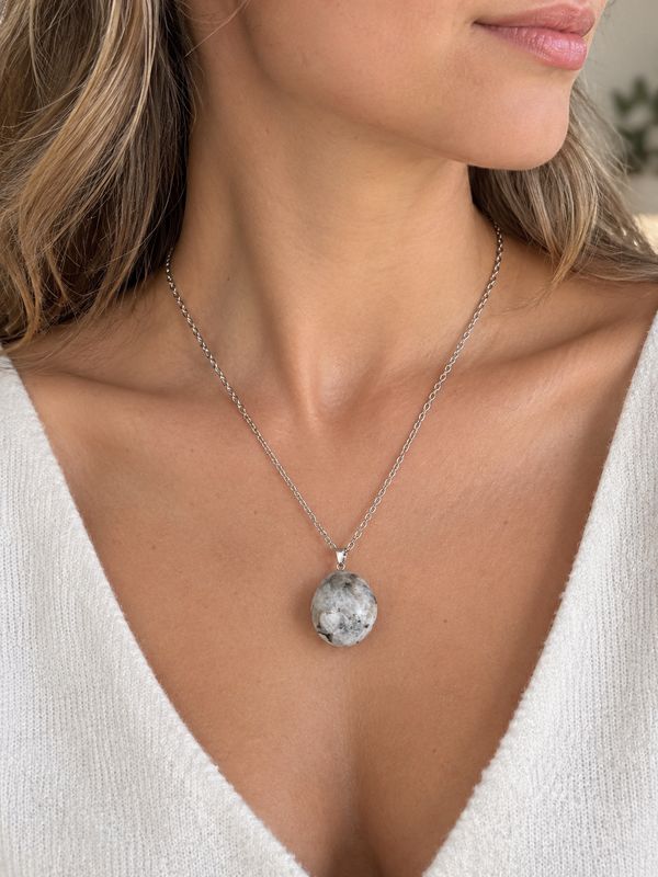 Collier et pendentif Péristérite - Acier inoxydable