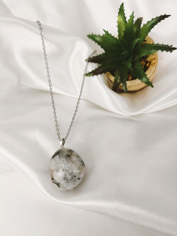 Collier et pendentif Péristérite - Acier inoxydable