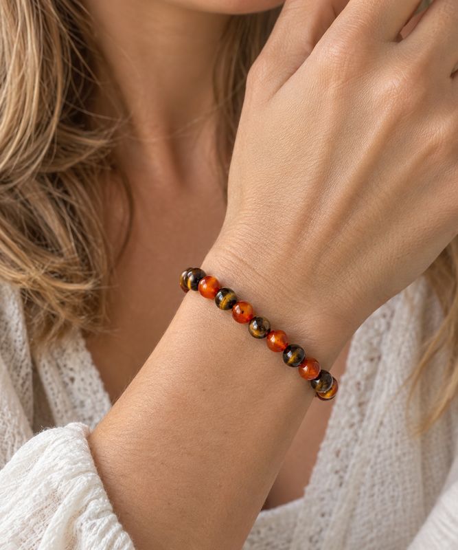 Bracelet Cornaline et Œil de tigre - Vitalité et confiance en soi