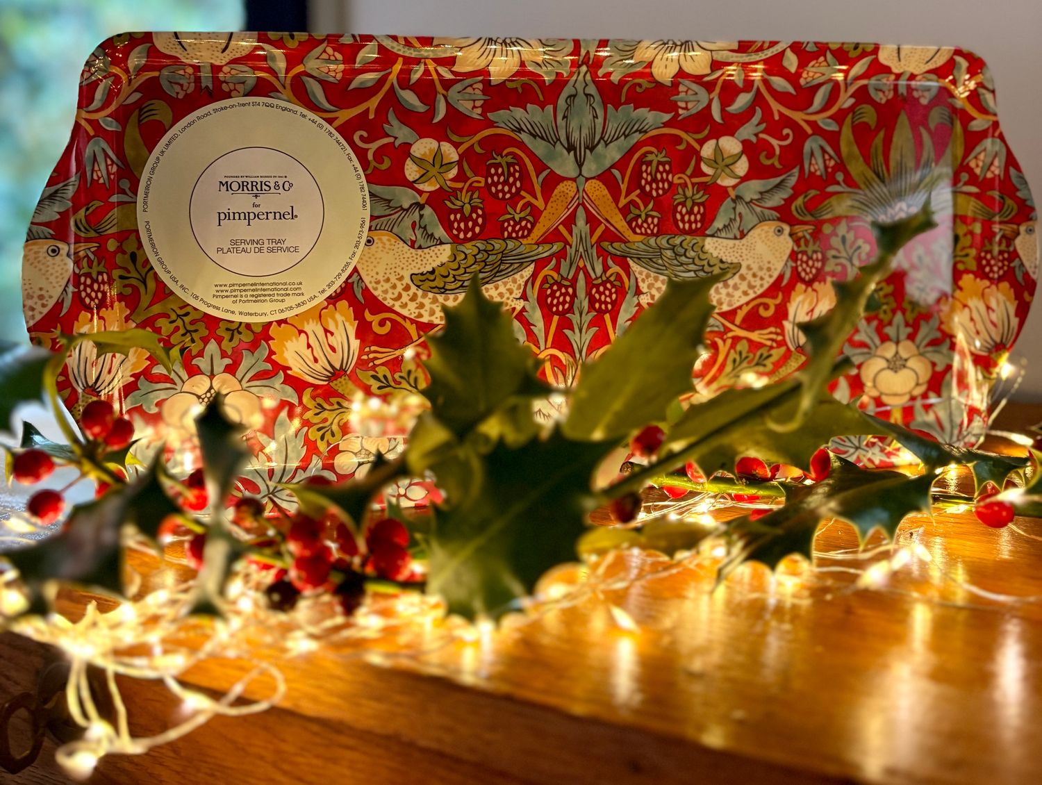 Petit Plateau Strawberry Thief Red Christmas