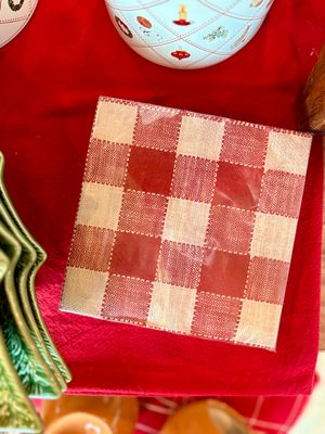 Serviettes en papier – Vichy rouge de Noël (Lot de 20)