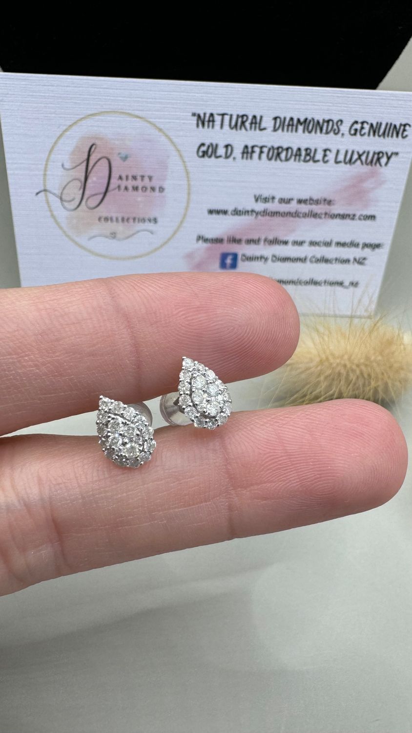 0.40 ct Pear Cluster Dia Earrings WG