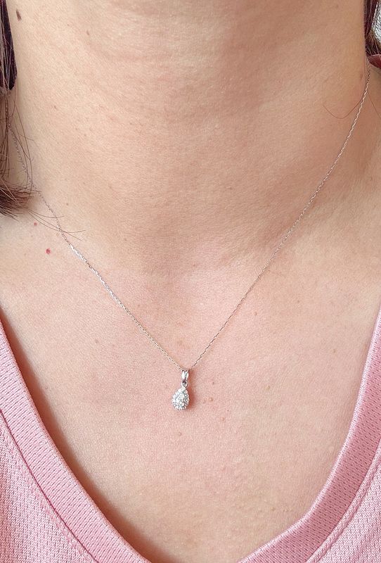 0.18 ct Pear Cut w/ Halo Necklace PT900