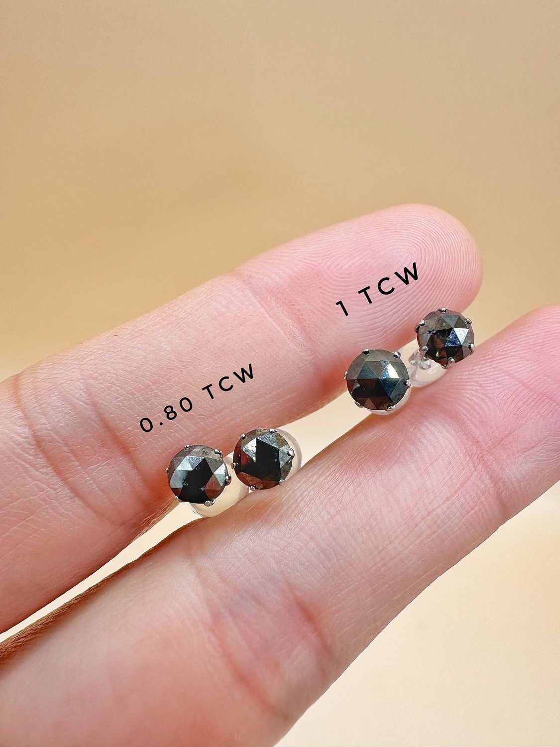 0.80 tcw Natural Black Diamond Stud