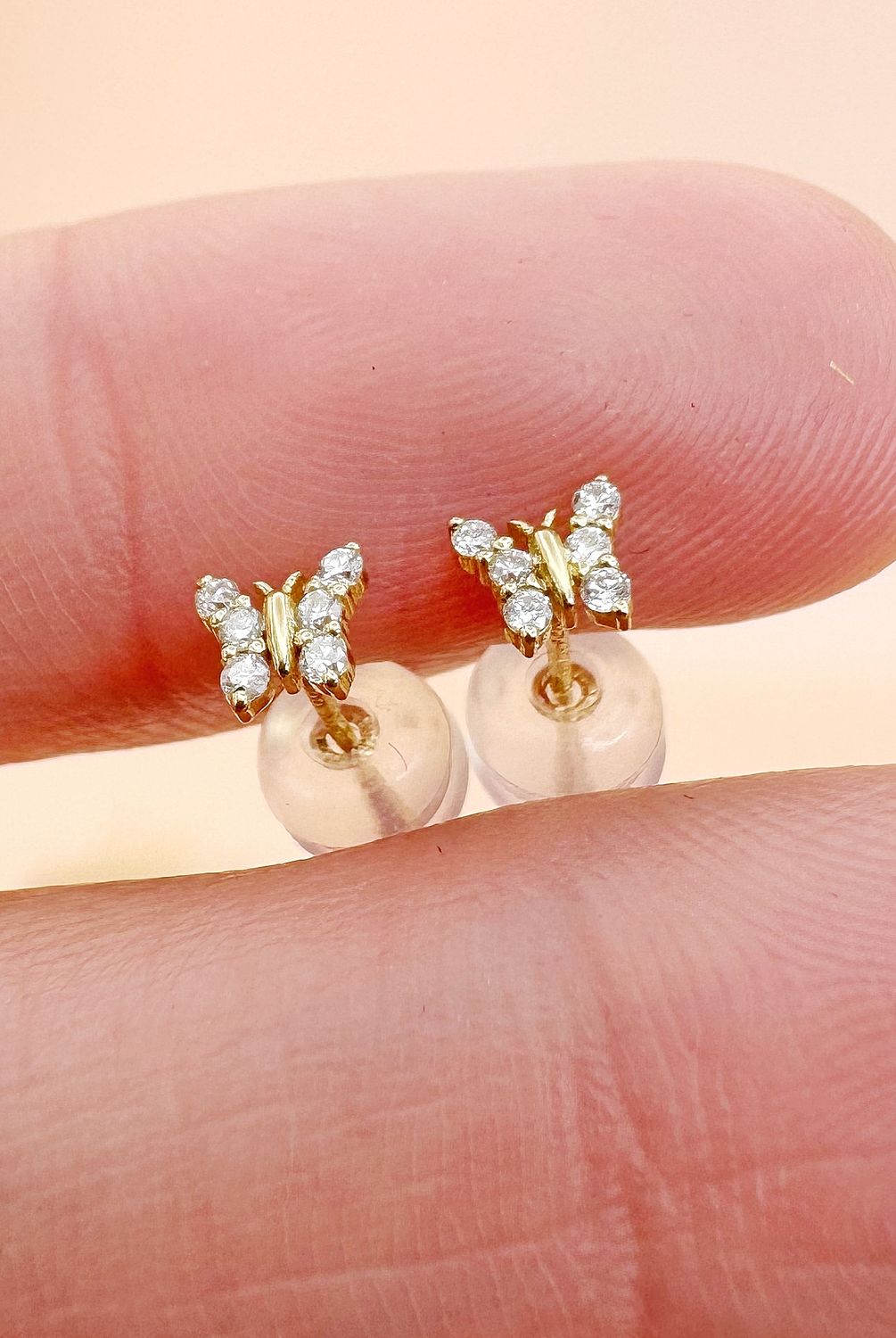0.10 tcw Mini Butterfly Stud YG