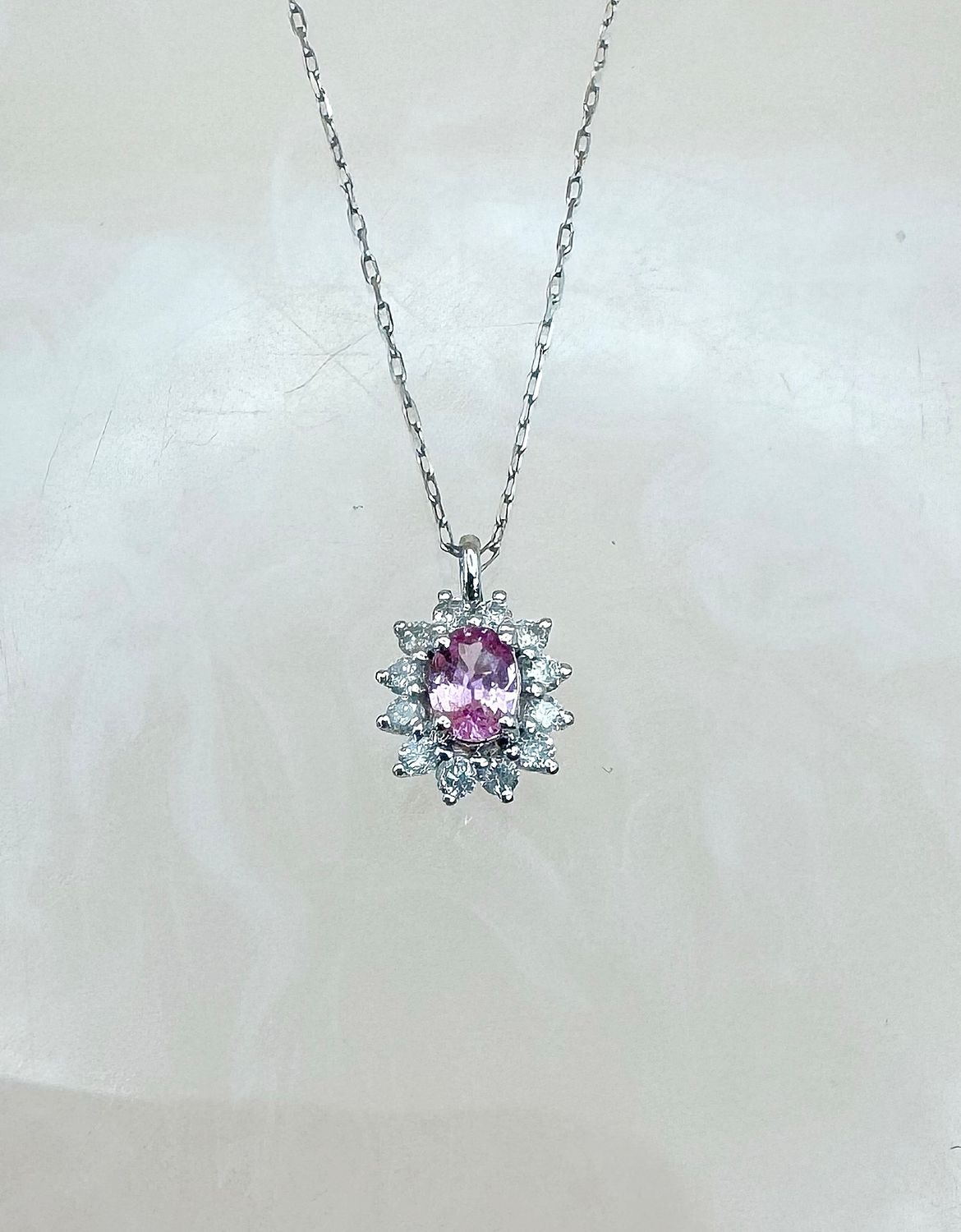 Pink Sapphire Attached Necklace Pt900