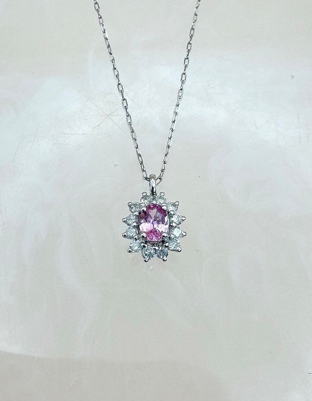 Pink Sapphire Attached Necklace Pt900