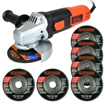 Esmeril angular 4 1/2 820W con 6 discos de cortes Black &amp; Decker