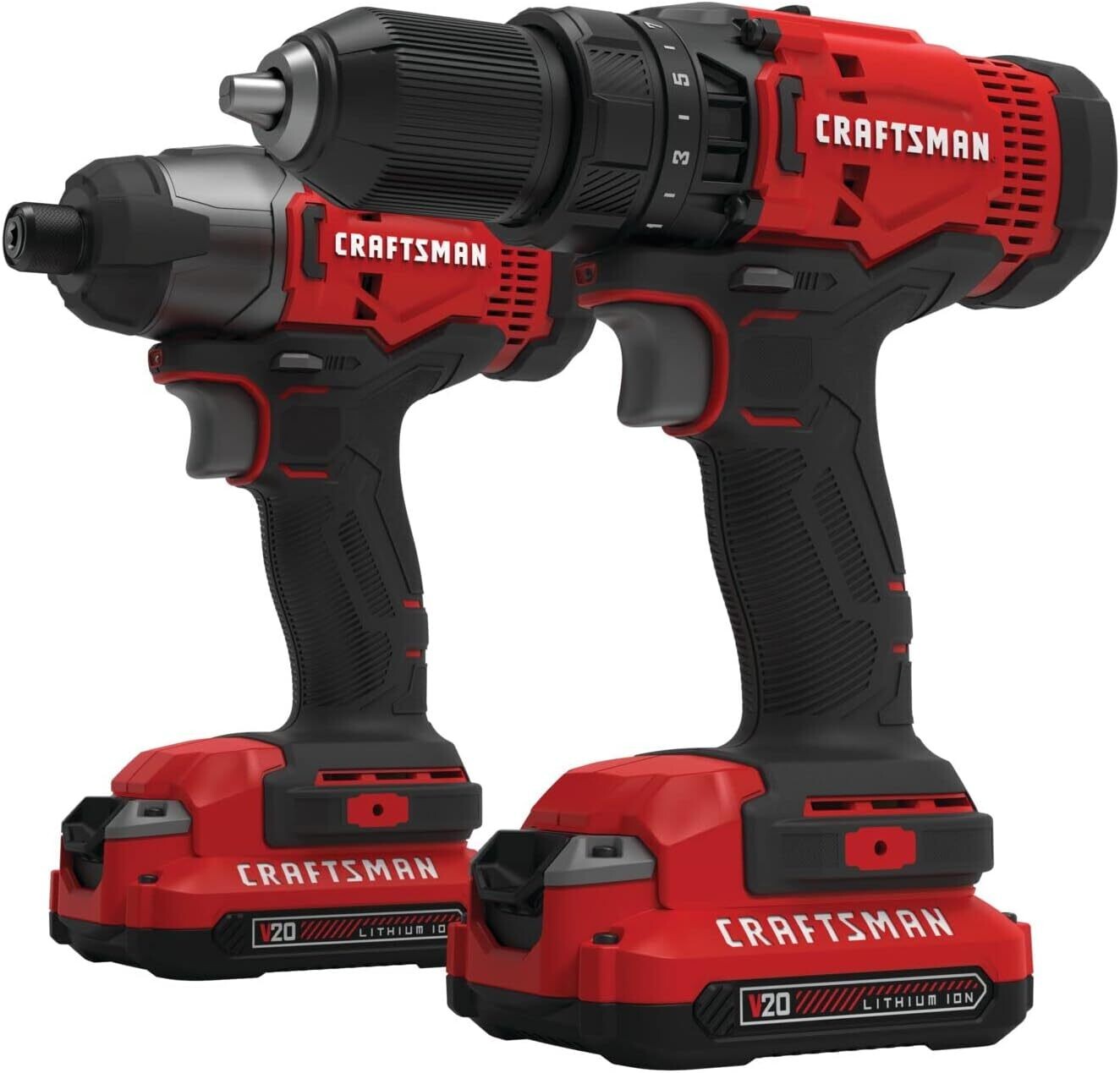 Kit Taladro Inalámbrico Atornillador/Impacto 1/4&quot; 2 pzas con Baterías y Cargador Craftsman