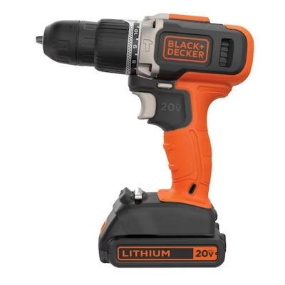 Taladro percutor inalámbrico 3/8&quot;, 1400 RPM, 2 velocidades 20V Black &amp; Decker