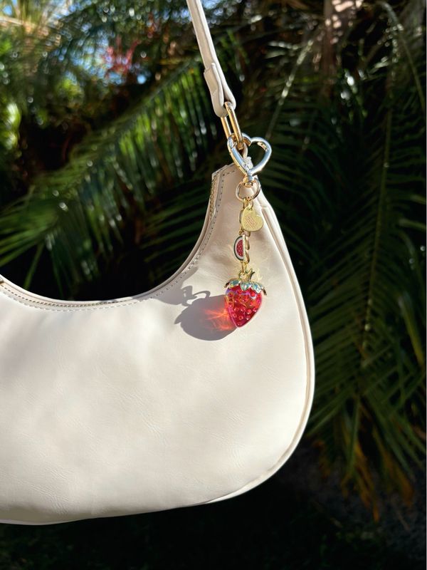 NEW Gold Red Strawberry Watermelon Bag Charm Keychain