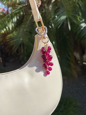 NEW Gold Crystal Grape Bag Charm Keychain