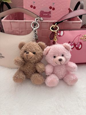 NEW Matching Pink &amp; Brown Baby Bears Bag Charms Set
