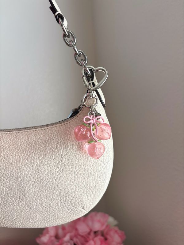 NEW Pink Peaches Bundle Bag Charm Keychain