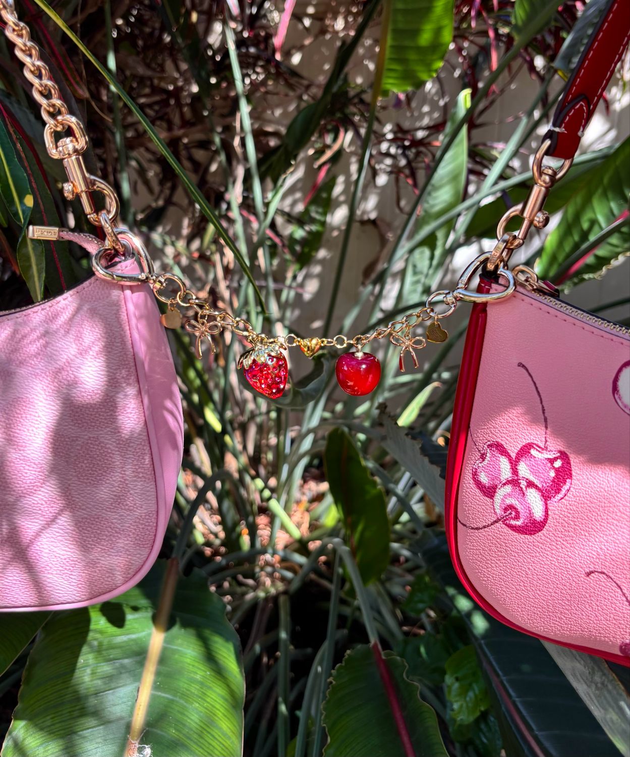 Matching Strawberry &amp; Cherry Bag Charm Set