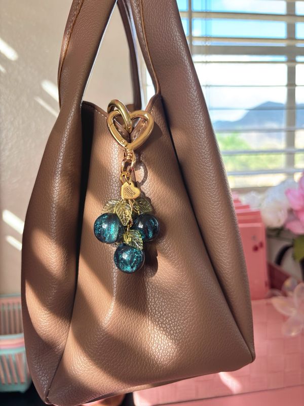 Gold Blueberry Bag Charm Keychain