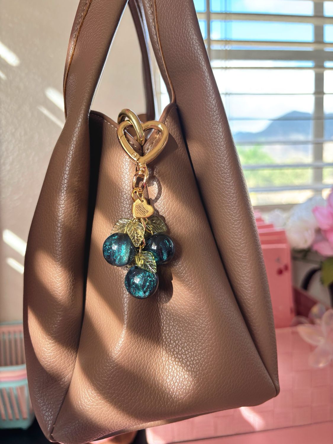 Gold Blueberry Bag Charm Keychain