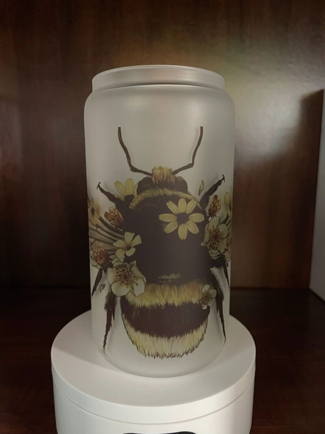 Bee Frosted Glass