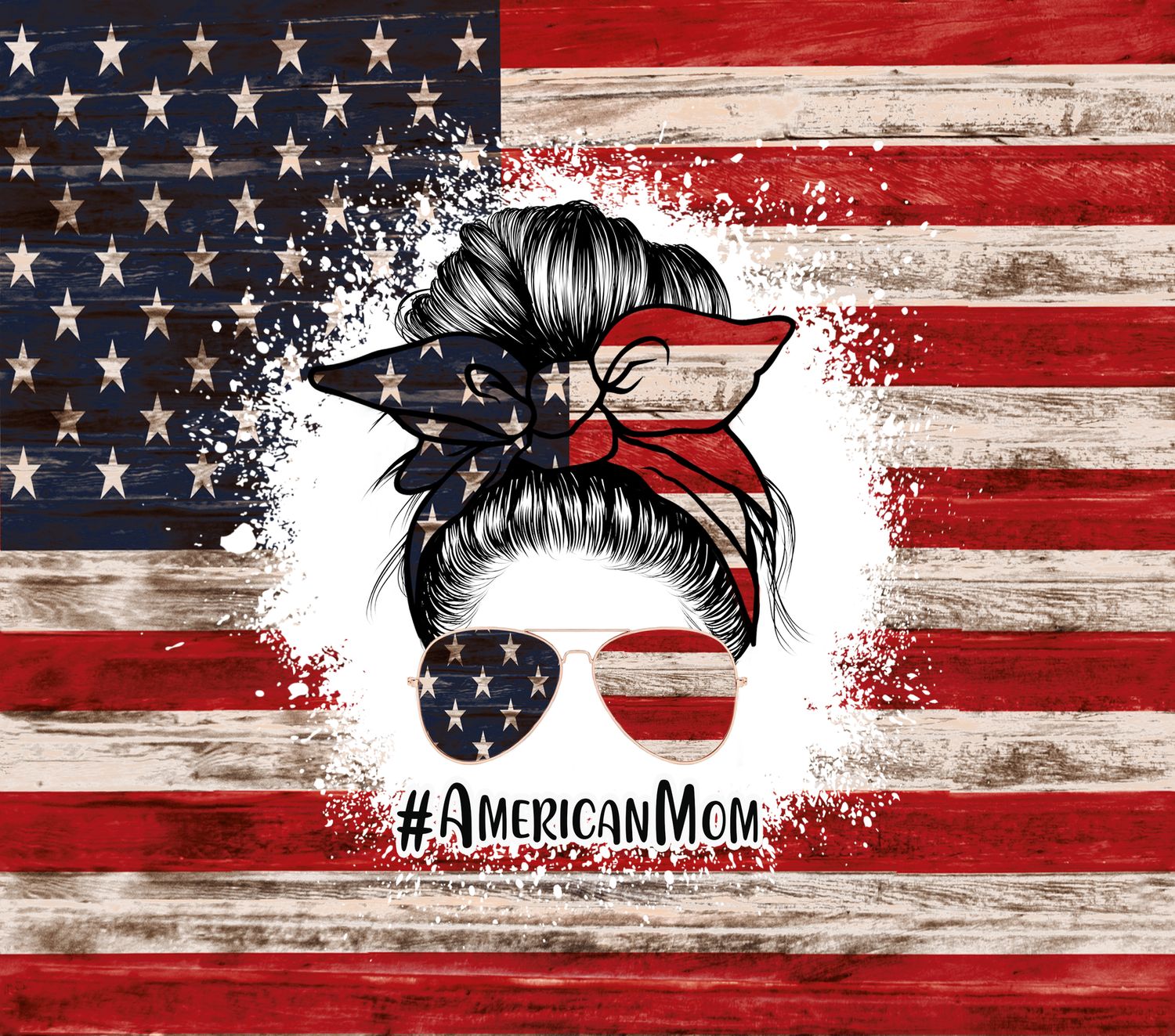 American Mom with flag background
