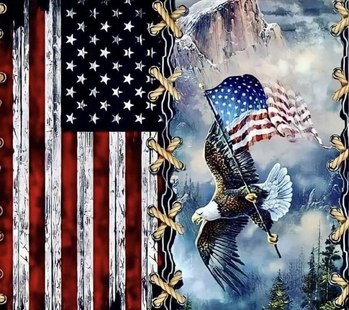 Eagle flying flag
