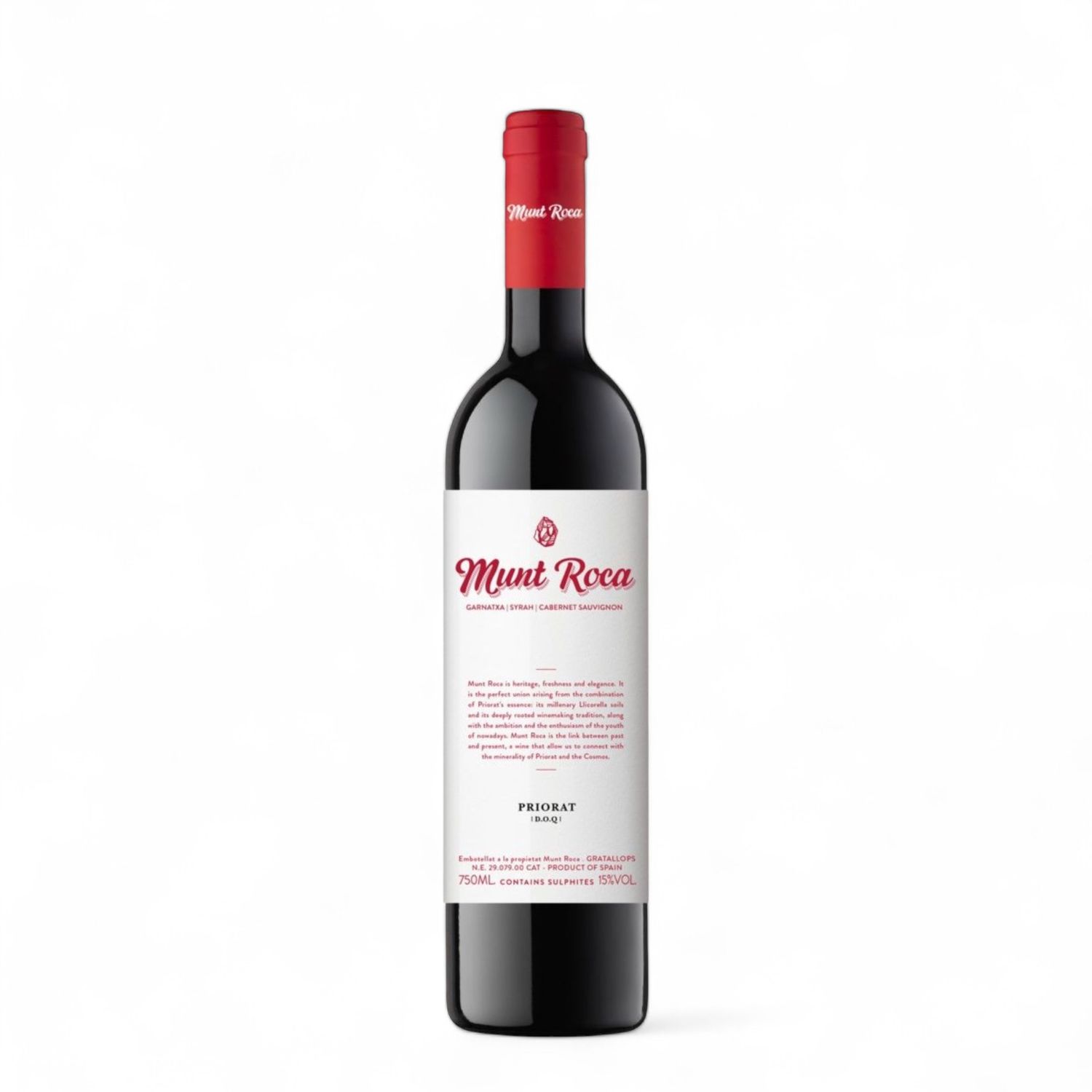 Munt Roca Roble Spaanse rode wijn uit de Priorat. Cabernet Sauvignon, Grenache, Shiraz