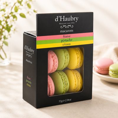 Macarons Aardbei, Pistache &amp; Citroen - 72gr