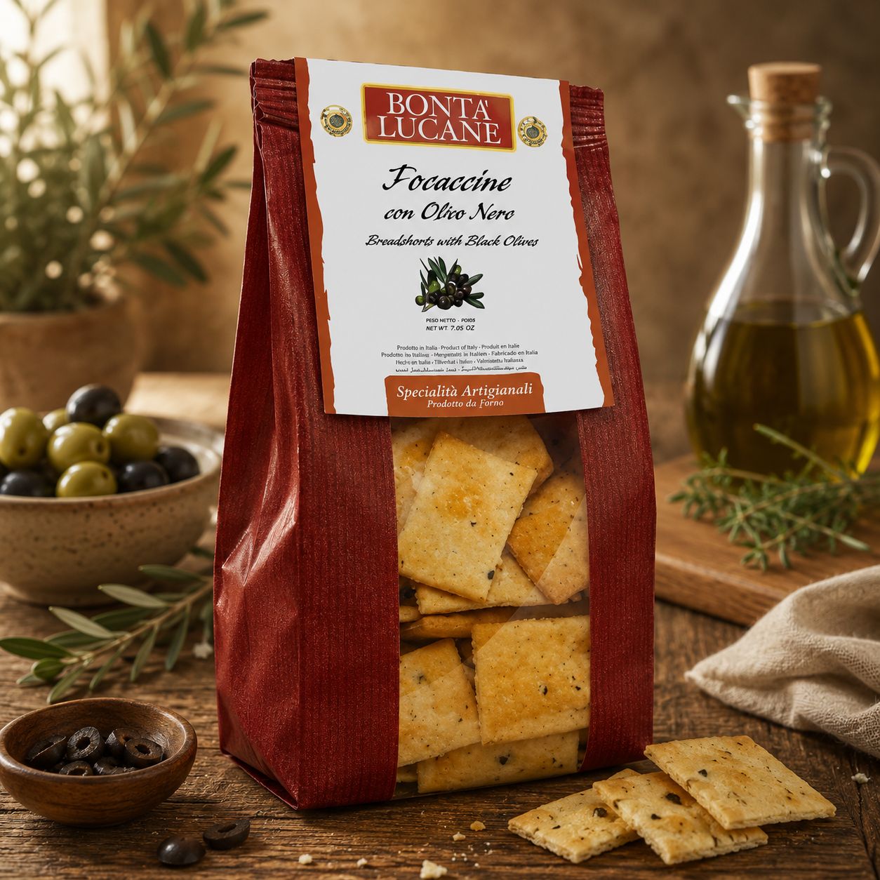 Focaccine Zwarte Olijven - 200gr