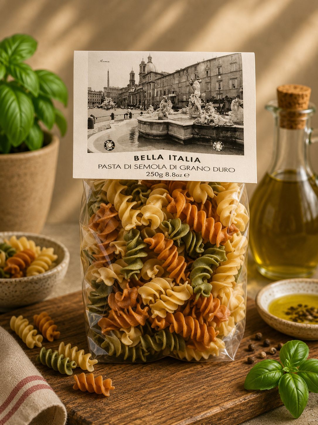 Fusilli in 3 kleuren - 250gr
