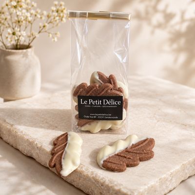 Herfstblaadjes cacao met echte boter en witte chocolade - 100gr