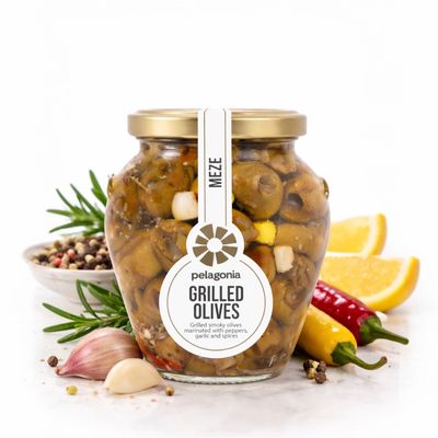 Gemarineerde Olijven  met Look, Paprika en Kruiden - 280gr