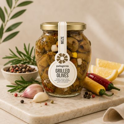 Gemarineerde Olijven  met Look, Paprika en Kruiden - 280gr