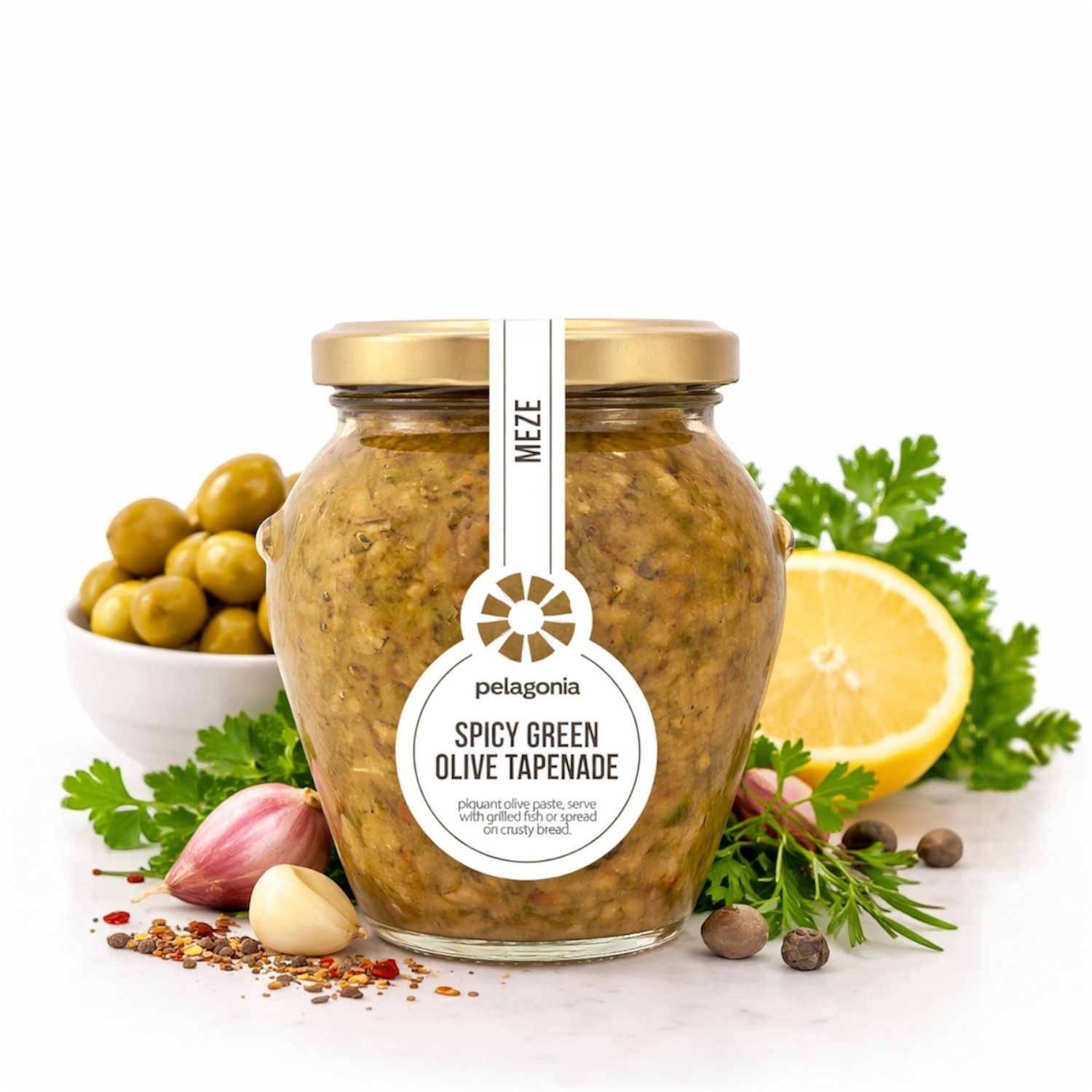 Pikante Tapenade van Groene Olijven - 300gr