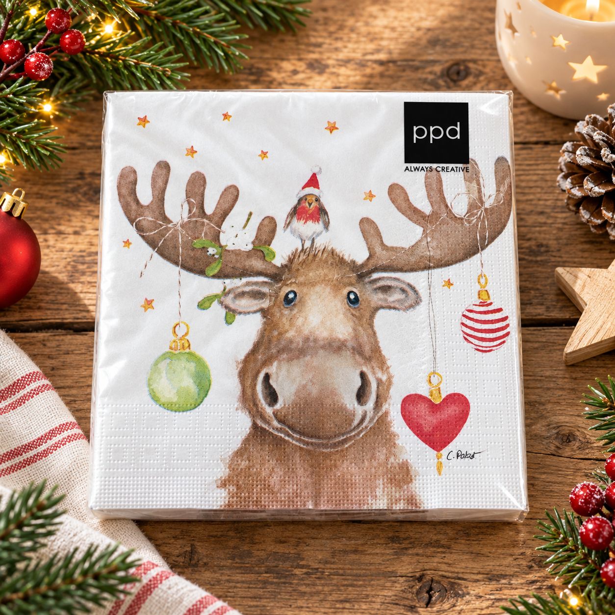 Eland Kerst - 33x33cm