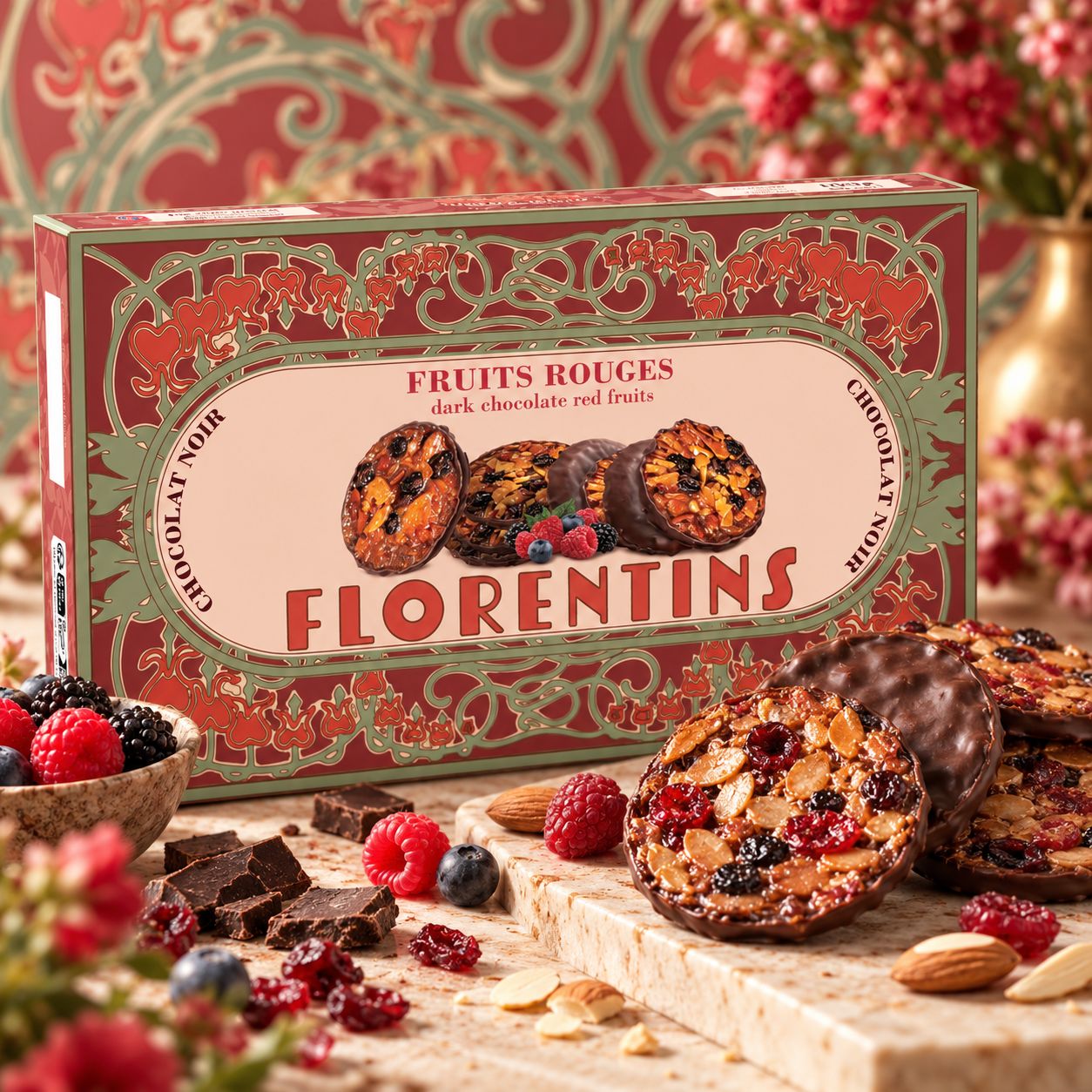 Florentins Rode Vruchten &amp; Pure Chocolade - 100gr