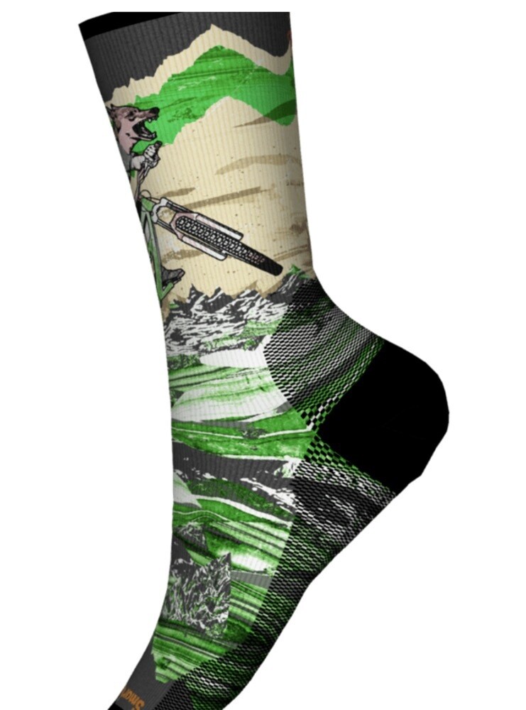 Smartwool Bike Zero Cushion Wolf Print Crew Socks*, Colour: NATURAL, Size: L
